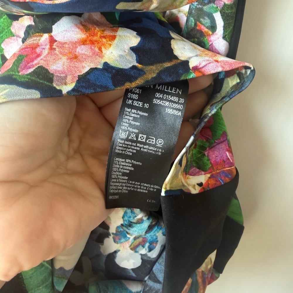 Karen Millen Navy Tropical Floral Belted Jumpsuit 6 - Picture 8 of 8